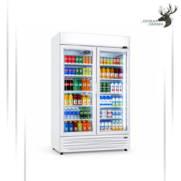 یخچال ایتساده فروشگاهی صنایع برودتی دنار سرما- دارای دو درب و مناسب نگهداری انواع مواد غذایی